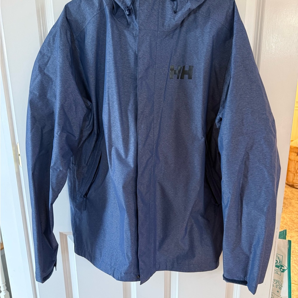 Helly Hansen Nari Men's Navy Hooded Raincoat - Picture 2 of 6